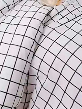 Kolay Ütülenir Nevresim Takımı Tek Kişilik Pled Kareli Siyah