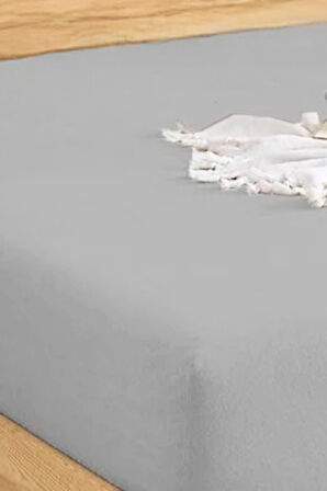 Penye Lastikli Çarşaf Pamuklu Jersey Çift Kişilik 160x200cm Gri