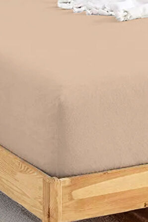 Penye Lastikli Çarşaf Pamuklu Jersey Battal Kişilik 180x200cm Bej