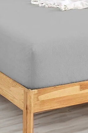Penye Lastikli Çarşaf Pamuklu Jersey Battal Kişilik 180x200cm Gri