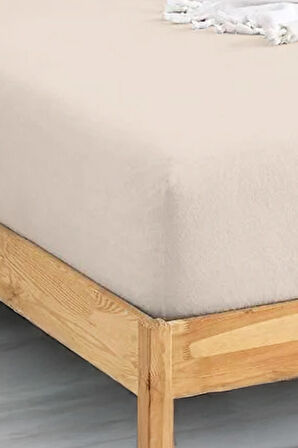 Penye Lastikli Çarşaf Pamuklu Jersey Battal Kişilik 180x200cm Krem