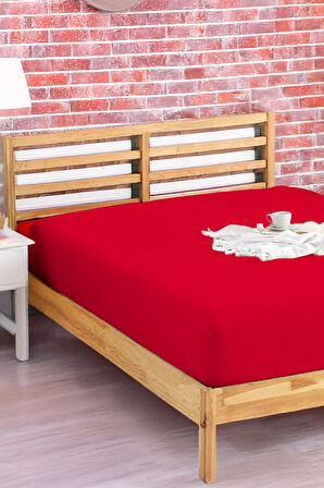 Penye Lastikli Çarşaf Pamuklu Jersey Süper Battal Kişilik 200x200cm Bordo