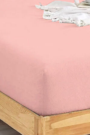 Penye Lastikli Çarşaf Pamuklu Jersey Süper Battal Kişilik 200x200cm Pembe