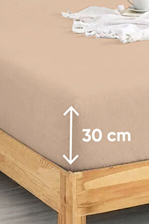 Penye Lastikli Çarşaf Pamuklu Jersey Tek Kişilik 100x200cm Bej