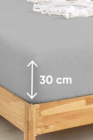 Penye Lastikli Çarşaf Pamuklu Jersey Tek Kişilik 100x200cm Gri