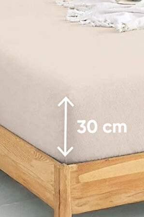 Penye Lastikli Çarşaf Pamuklu Jersey Tek Kişilik 100x200cm Krem