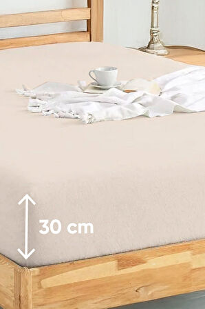 Penye Lastikli Çarşaf Pamuklu Jersey Tek Kişilik 100x200cm Krem