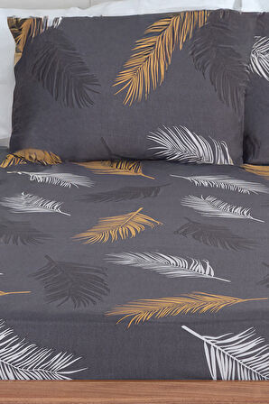 Pes Lastikli Çarşaf Seti Çift Kişilik Olivia Altın-Gri