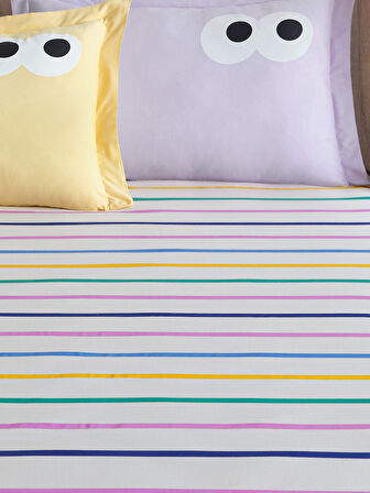 Pes Lastikli Çarşaf Seti Çift Kişilik Funny Sarı-Lila