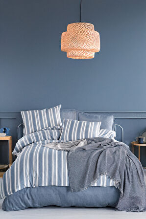 Sport Çizgili Nevresim Takımı Çift Kişilik Juck Lacivert