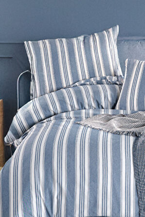 Sport Çizgili Nevresim Takımı Çift Kişilik Juck Lacivert