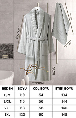 Bornoz - Havlu Seti Carla A.Gri L/XL+50x90cm