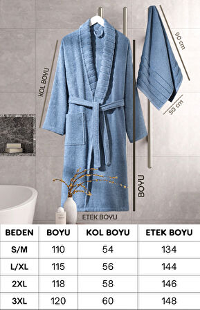 Bornoz - Havlu Seti Carla İndigo Mavi S/M+50x90cm