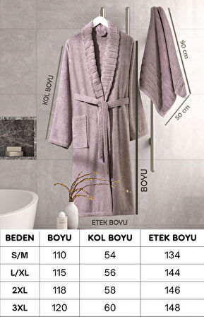 Bornoz - Havlu Seti Carla İndigo Mürdüm S/M+50x90cm