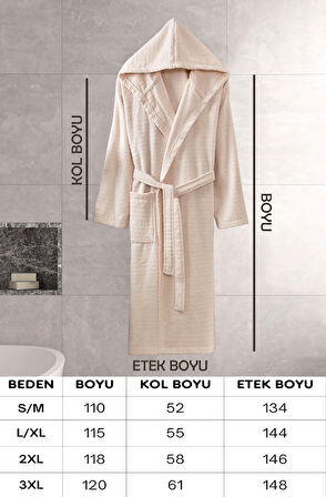Kapüşonlu Bornoz Doğa Bej L/XL