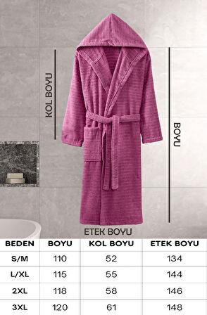 Kapüşonlu Bornoz Doğa Mürdüm L/XL