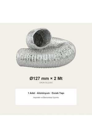 Alüminyum Esnek Havalandırma Borusu 127 mm x 2 Mt