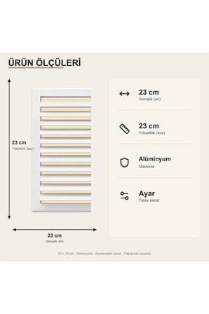 Vento Alüminyum Banyo ve WC Havalandırma Menfezi Beyaz 23x23 cm