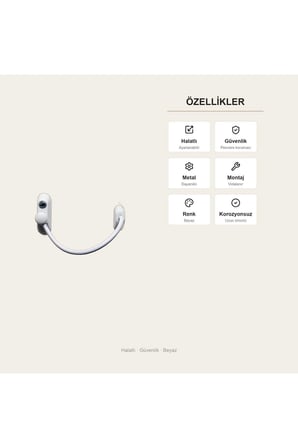 Halatlı Emniyet Kilidi Pencere Çocuk Güvenlik Kilidi Beyaz