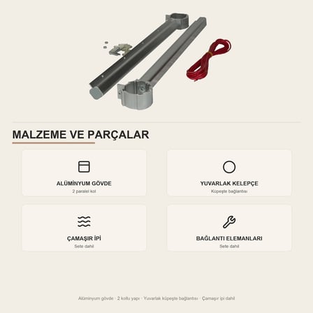 Upstyle Alüminyum Balkon Çamaşır Askısı Çamaşır İpi Dahil