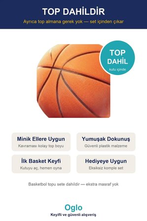 Basketbol Potası Seti Top Dahil — Yükseklik Ayarlı Ayaklı Çocuk Oyuncak Basket Potası, Ev Bahçe 3+ Y