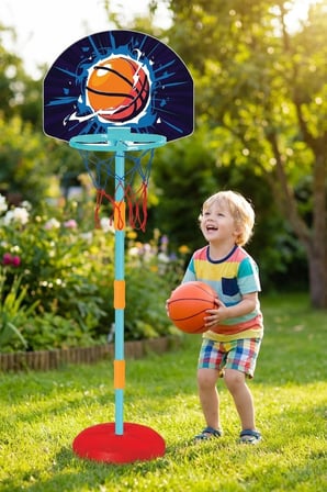 Basketbol Potası Seti Top Dahil — Yükseklik Ayarlı Ayaklı Çocuk Oyuncak Basket Potası, Ev Bahçe 3+ Y