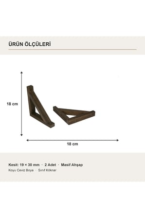 Vera Masif Ahşap Raf Ayağı 18x18 cm 2 Adet Koyu Ceviz