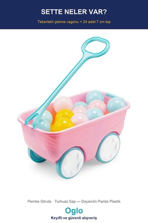 Oglo Gezgin Vagon Oyun Seti 24 Adet 7 cm Renkli Top Pembe