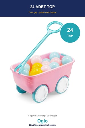 Oglo Gezgin Vagon Oyun Seti 24 Adet 7 cm Renkli Top Pembe