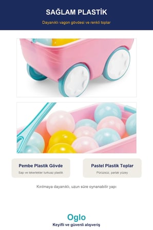 Oglo Gezgin Vagon Oyun Seti 24 Adet 7 cm Renkli Top Pembe