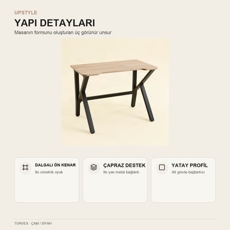 Upstyle Torvex Oyuncu Masası Çam Siyah 100x60 cm Metal Ayaklı Bilgisayar Masası
