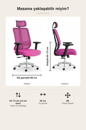 Upstyle Poyraz Başlıklı Fileli Ergonomik Çalışma Koltuğu – Pembe Krom Koltuk 66×125×65 cm