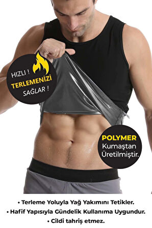 Erkek Termal Sauna Atlet Yağ Yakımınıza Zayıflamanıza Yardımcı Renk Siyah(EX-04)