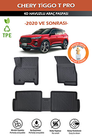 Havuzlu 4d Siyah Paspas Takımı,Chery-Tıggo 7 Pro 2020 Ve Sonrası 4d Havuzlu Paspas+Araç Kokusu Hediye