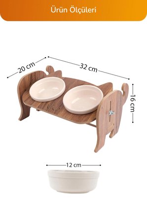 Ahşap Kediler İçin Ayarlanabilir Mama Ve Su Kabı Paspas Hediyeli