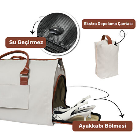 2’si 1 Arada Omuz Seyahat Çantası ve Elbise Çantası Katlanabilir, Ayakkabı Çantası, Çok Amaçlı Çanta