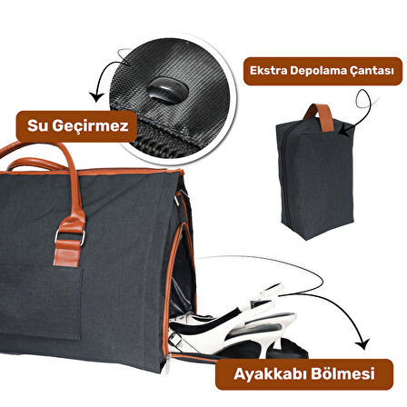 2’si 1 Arada Omuz Seyahat Çantası ve Elbise Çantası Katlanabilir, Ayakkabı Çantası, Çok Amaçlı Çanta