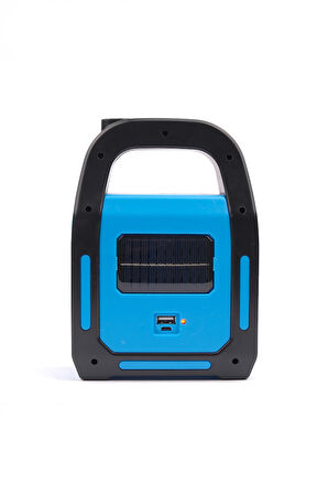 HB-9707A-1 3 Kademeli USB Çıkışlı Şarjlı Mavi Solar Lamba
