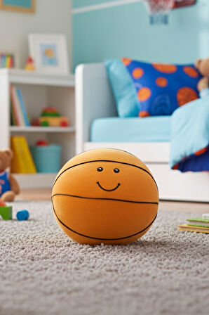 Peluş Basketbol Topu Oyuncak Yastık Dekoratif Spor Figürü Hediyelik Eşya