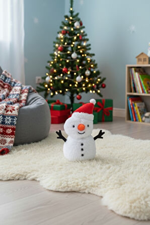 Yılbaşı Peluş Kardan Adam Hediyelik Dekoratif Uyku ve Oyun Arkadaşı Oyuncak