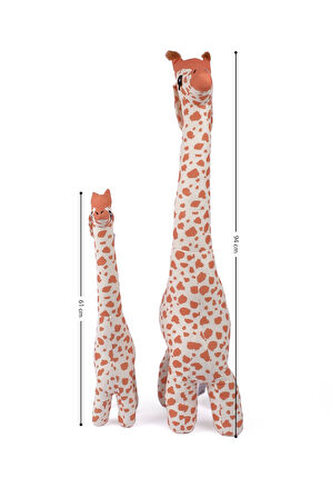 Peluş Zürafa 2’li Set Büyük ve Orta Boy Uyku Arkadaşı Dekoratif Hediyelik Oyuncak