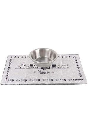 Tekli Seramik Dekoratif Kedi Ve Köpek Pleksi Mama & Su Kabı Kedi Paspası