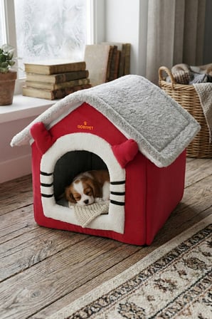 Peluş Kedi Ve Küçük Irk Köpek Evi, Minderli