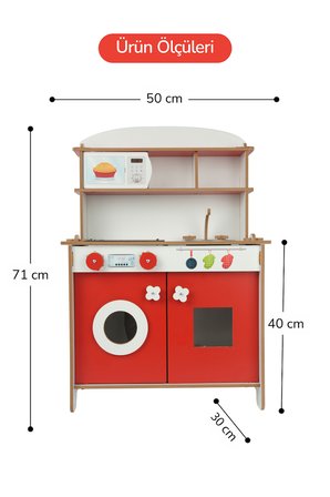 ROZİTOYS Ahşap Montessori Minimal Led Ocak Tasarımlı Çocuklar İçin Eğitici Mutfak 5977