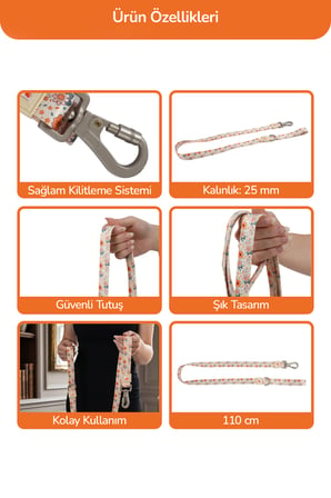 Köpekler İçin Dayanıklı Ve Güvenli, Desenli Gezdirme Tasması ( 25mm )  