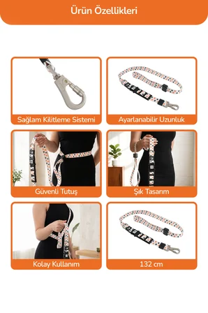 Köpekler İçin Dayanıklı Ve Güvenli, Desenli Eller Serbest Gezdirme Tasması ( 25mm )