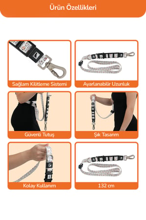 Köpekler İçin Dayanıklı Ve Güvenli, Desenli Eller Serbest Gezdirme Tasması ( 25mm )