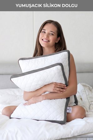 2'li Klimalı Yastık 50x70 cm – Terletmeyen, Hava Alan Mikrofiber Uyku Yastığı GRİ
