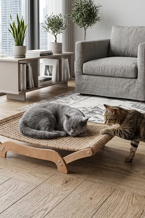 Kediler İçin Tırmalanabilir Sisal Halı Özellikli Konforlu Kedi Yatağı 6075