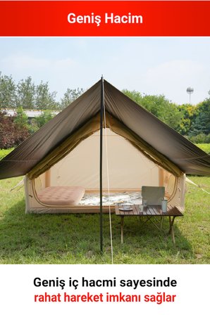 Rovos 6 Kişilik Şişme Kamp Çadırı, 4 Mevsim Su Geçirmez Oxford Kumaş, Tenteli ve Sineklikli Pencere, Kolay Kurulum Lüks Aile Çadırı (300x210x200 cm, 6.3 m²)